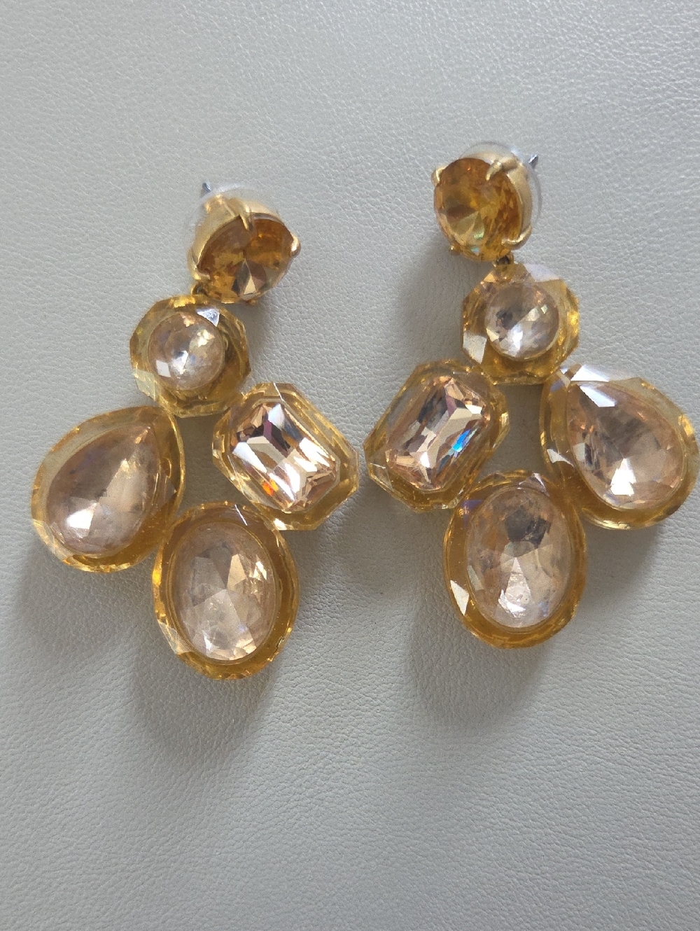 J. CREW Honey Colored Crystal Drop Earrings